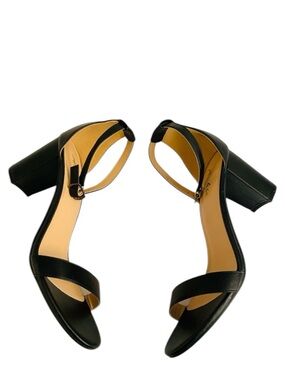 Ankis Black Chunky Heel Pump Sandals Party Ankle Strap Buckle Open Toe Size 9.5